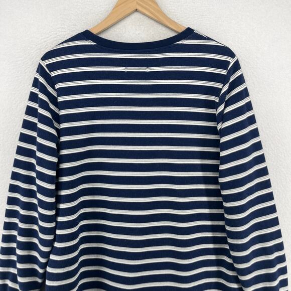 LANDS END Sweatshirt Womens XL 18 Serious Sweats Striped Jumper Pullover Blue - Picture 8 of 15